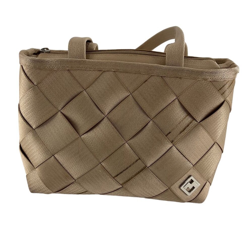 Maggie Bags Womens Genuine Seatbelt Webbing Shoulder Bag Tote Bag Beige